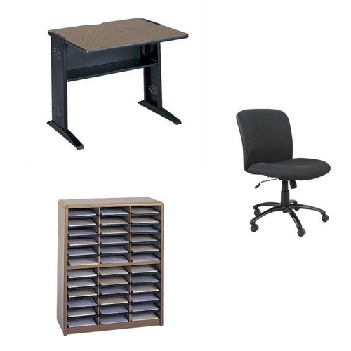 3-dielna kancelárska súprava Credenza Stôl a organizér na spisy a kancelárska stolička
