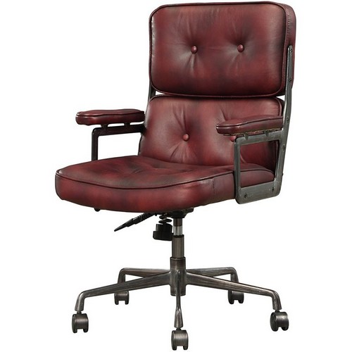 Kožená nastaviteľná otočná kancelárska stolička Larisa